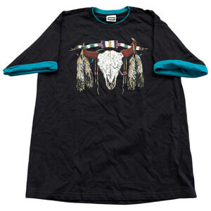 90s Native American Bull Skull T Shirt
